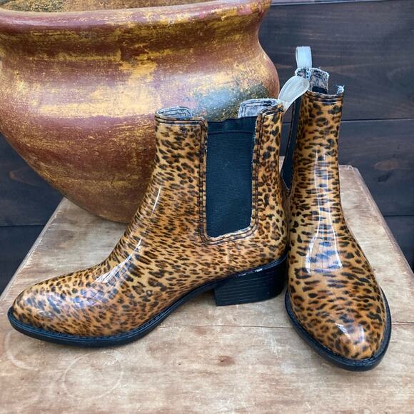 Jeffrey Campbell boots size 7 Havanna Last Leopard print Rain short western - Picture 1 of 7
